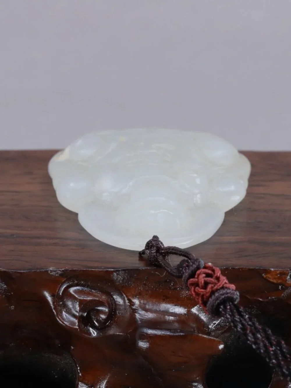 Chinese White Hetian Jade hand-carved Pendant w Guan Yin / Kwanyin